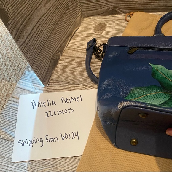 Anuschka Large Crossbody Satchel in Moonlit Peonies with Matching Wallet - Picture 8 of 15